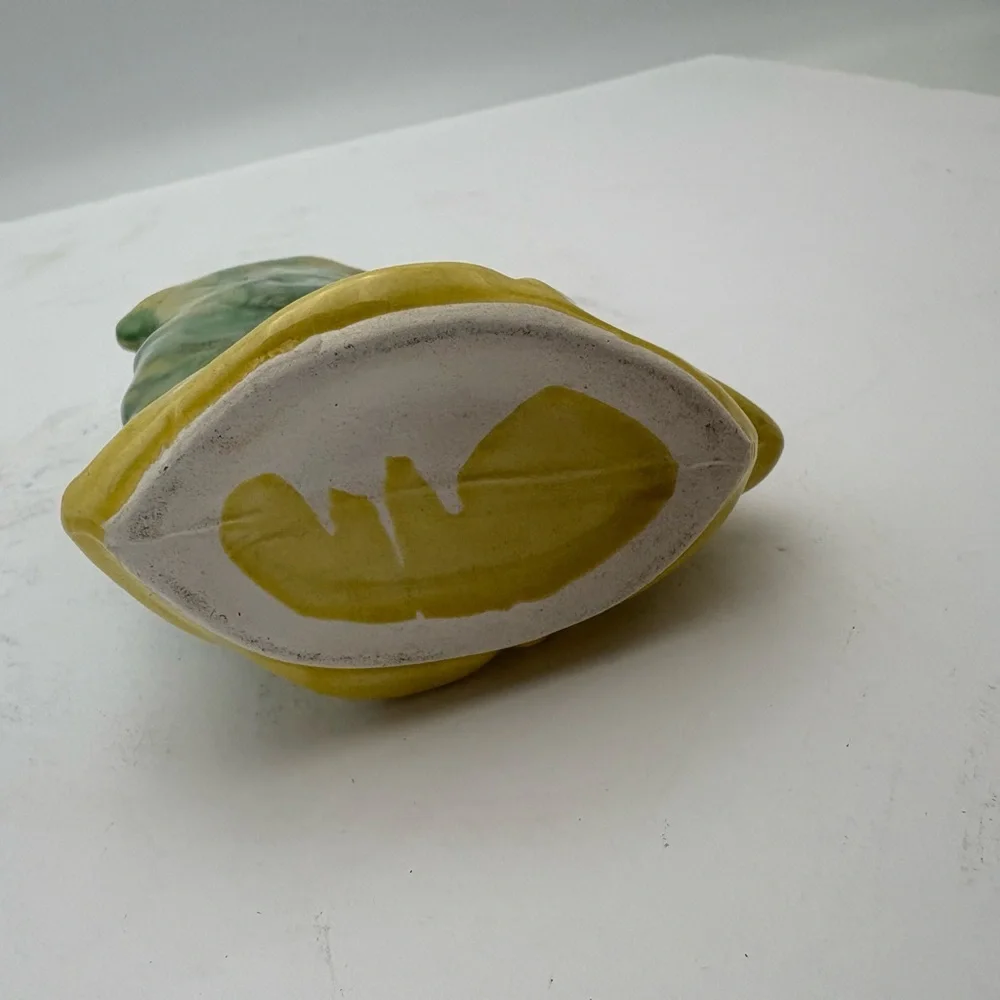 Mid-Century Modern Handcrafted Green and Yellow Leaf Vase